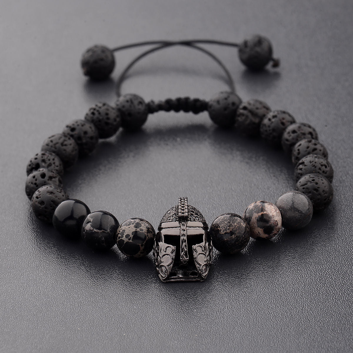 Vintage Ethnic Handmade Natural Volcanic Stone Snowflake Stone Beaded Bracelet Unisex 10mm 8mm Elastic