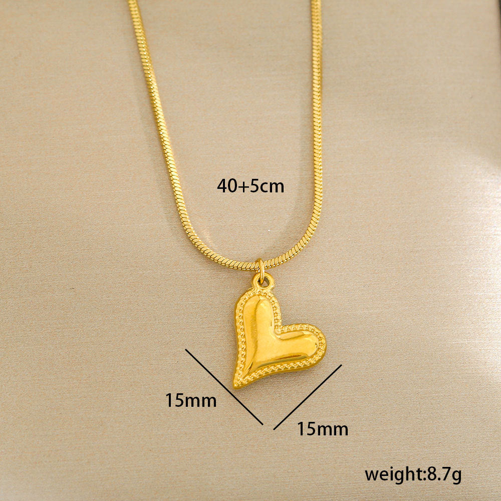 Collar minimalista de acero de titanio con forma de corazón, chapado en oro, perla y cadena ajustable para mujer