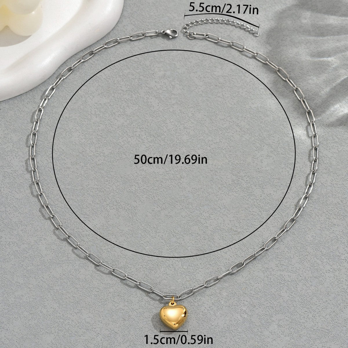 Collana pendente a cuore geometrico da donna in rame con finitura galvanizzata, gioielli alla moda e minimalisti