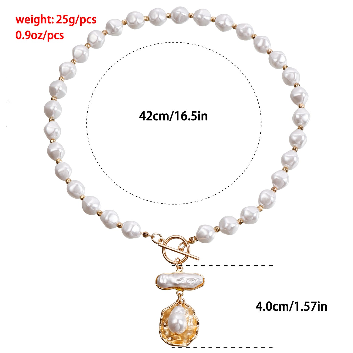 Geometric Rhinestone-Embellished Luxury Pendant Necklace for Women with Plated Metal Chain and Pearl-Like Beads