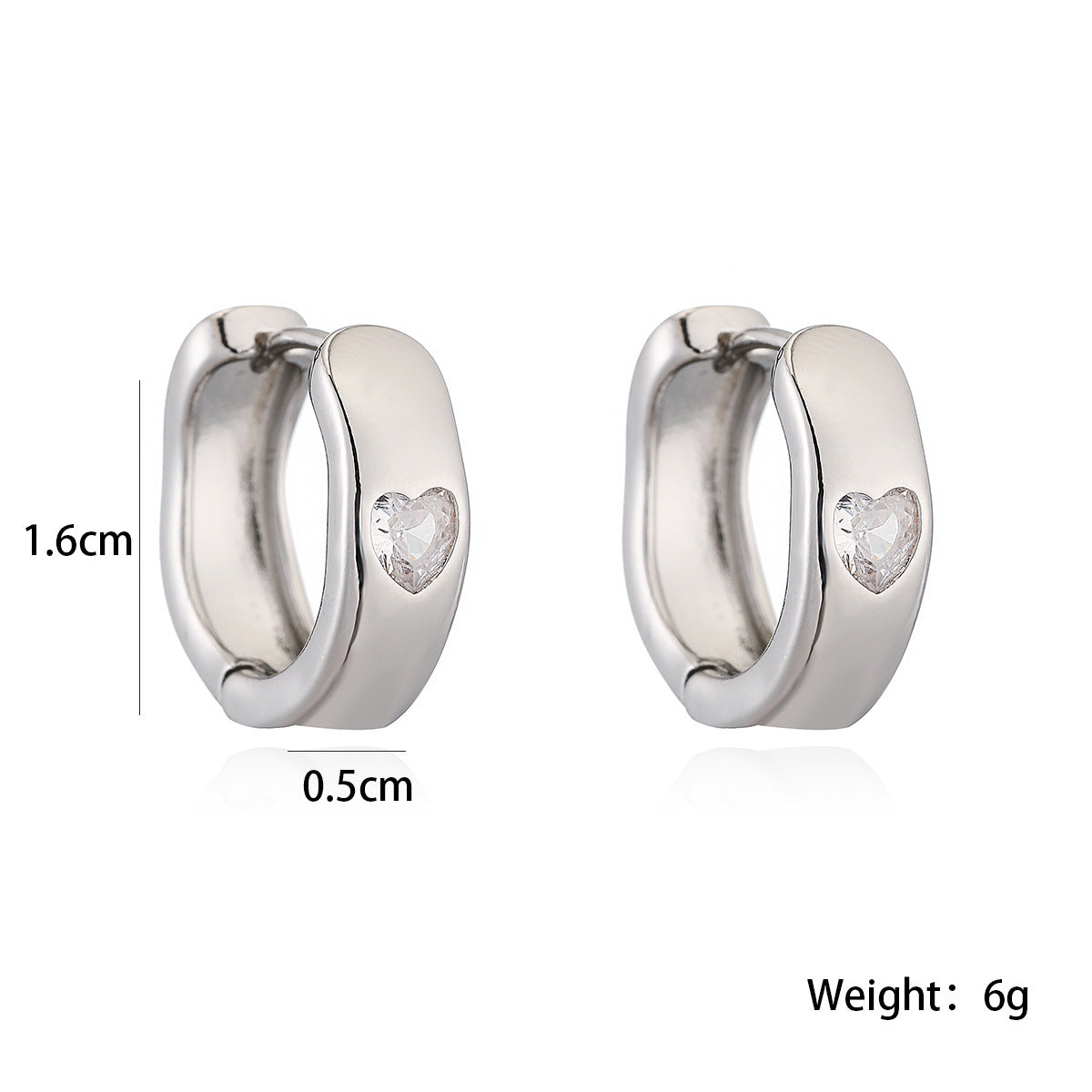 Pendientes minimalistas de cobre en forma de corazón con baño de oro de 18K y circonitas micropavé para mujer