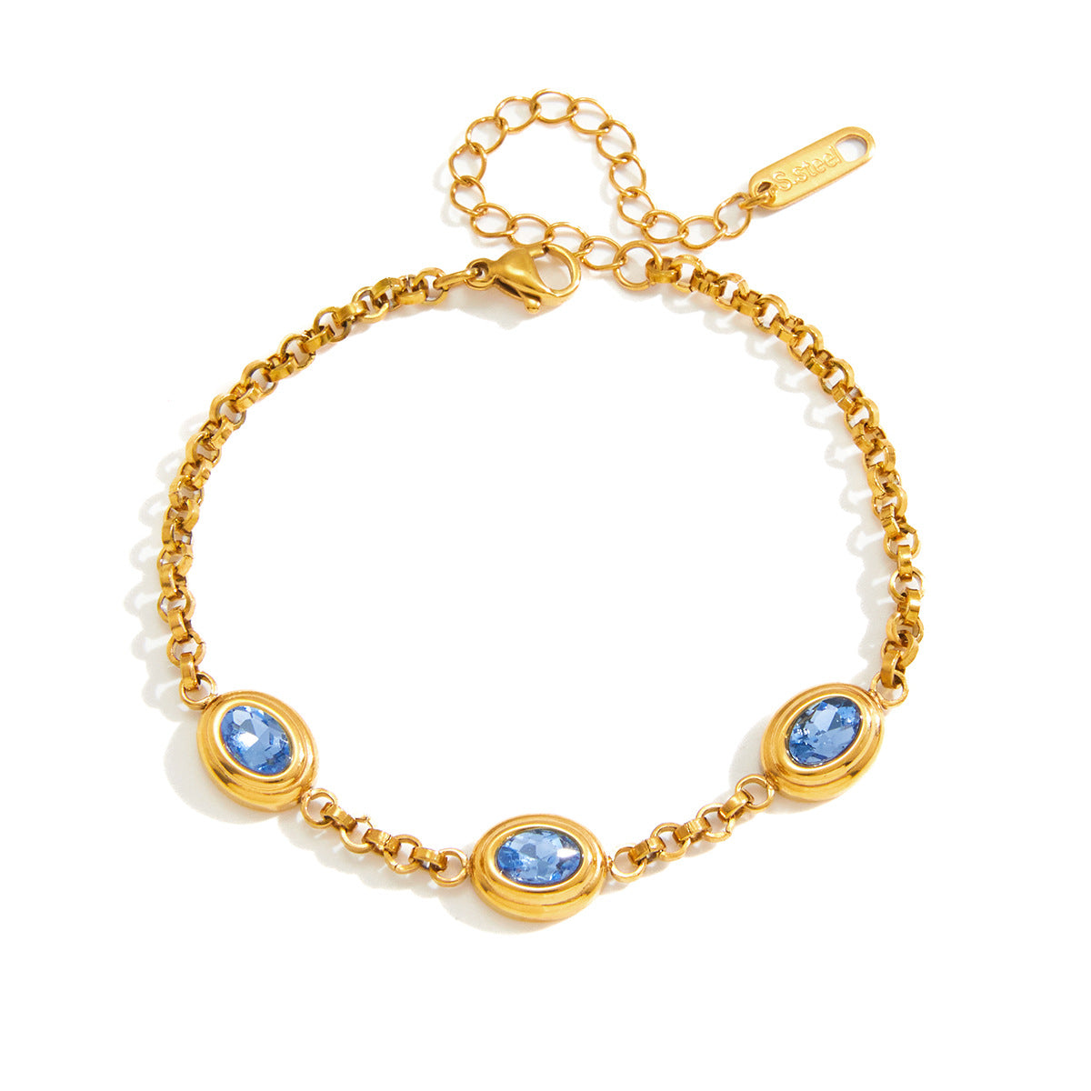 Elegant Geometric Oval Stainless Steel Plated Cubic Zirconia Bracelet for Women