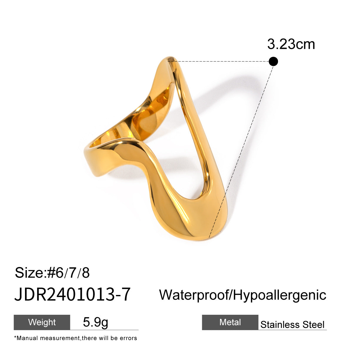 Gold Plated Geometric Stainless Steel Ring