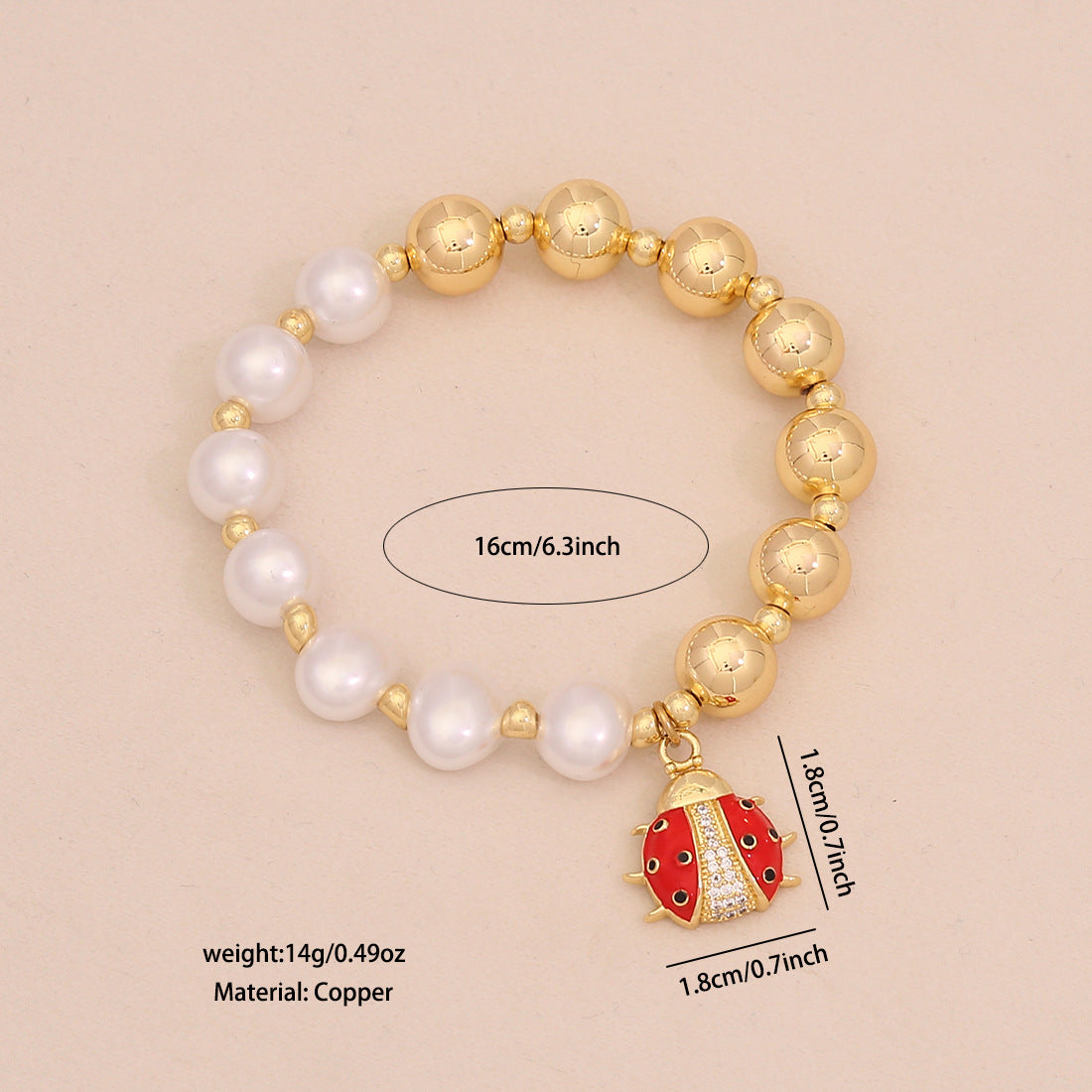 Fashion OL Style Insect-Shaped Imitation Pearl Beaded Bracelet for Women