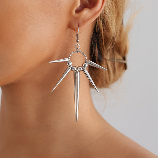 Aretes Metálicos Geométricos Punk con Acabado Galvanizado para Mujer y Uso Unisex