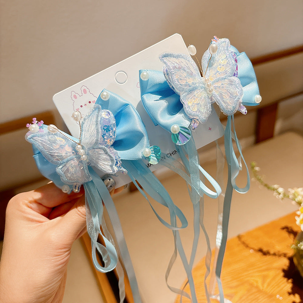 Graziose mollette per capelli a forma di fiocco per donne e ragazze, fermaglio per capelli fatto a mano in tessuto con design a farfalla, misura grande per capelli spessi