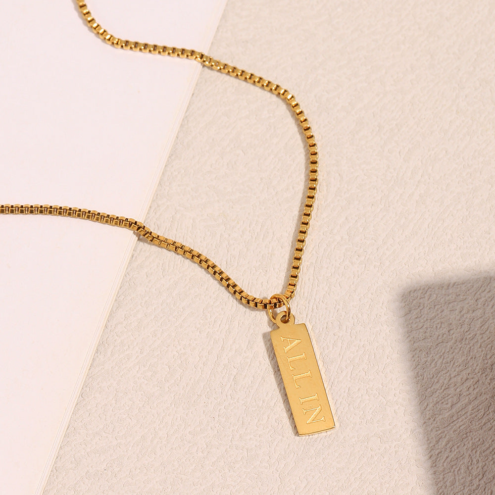 Minimalist Letter Pendant Necklace in Stainless Steel with 18K Gold Plating for Women