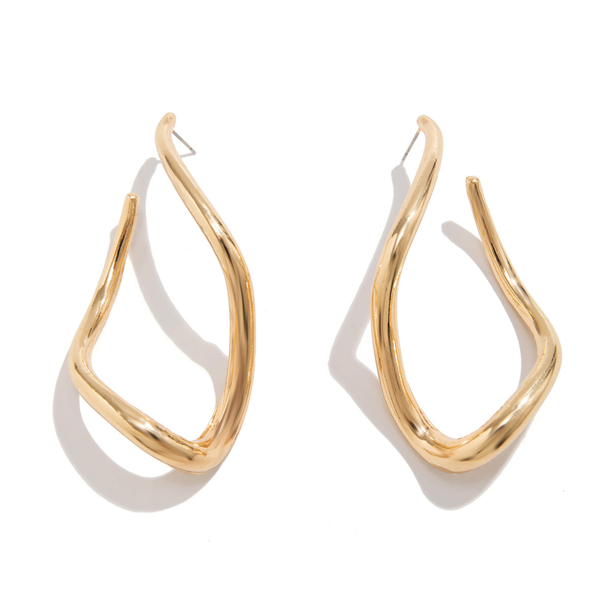 Minimalist Asymmetric Geometric Alloy Plated Earrings for Women