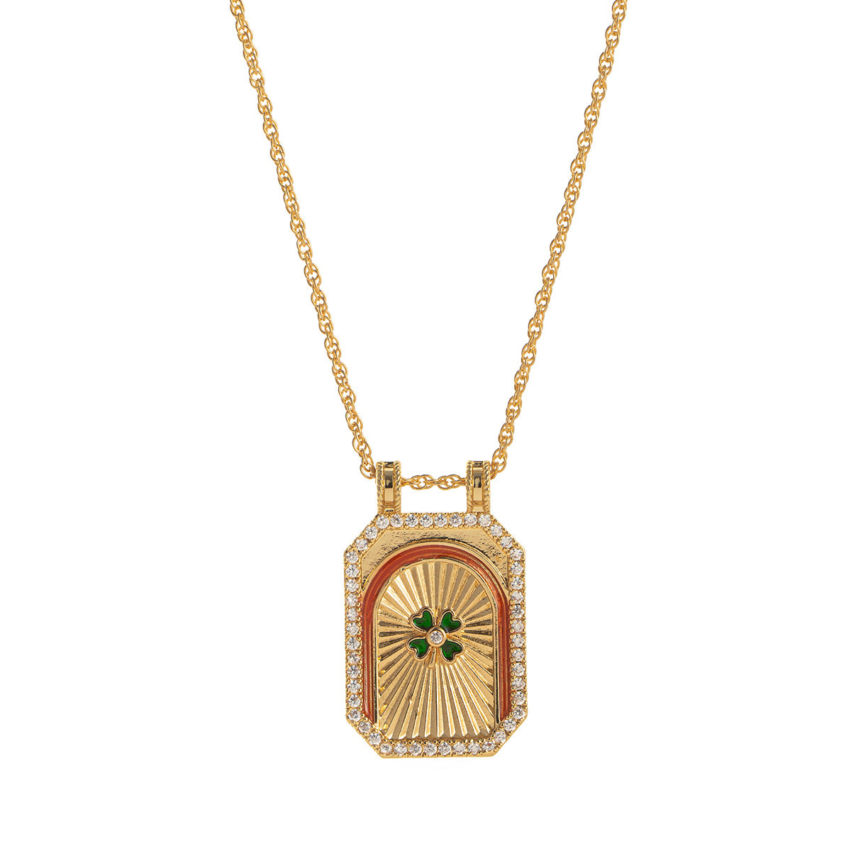 Retro Bohemian Tarot Sun Moon Star Pendant Necklace with Copper Chain and Mixed Gemstone Inlay