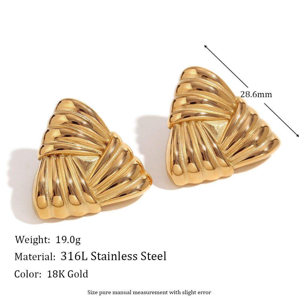 Pendientes de acero inoxidable con forma de triángulo geométrico minimalista y chapado en oro de 18 quilates para mujer