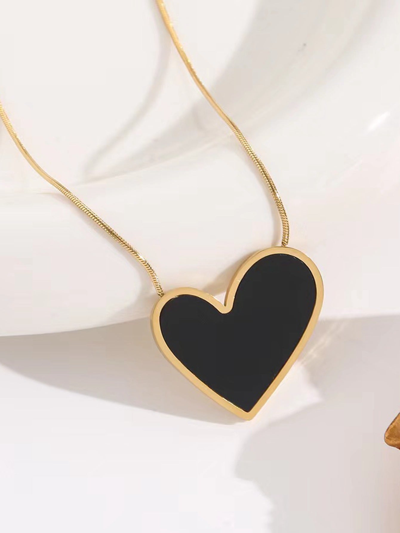 Geometric Titanium Steel Plated Pendant Necklace with Snake Chain for Women