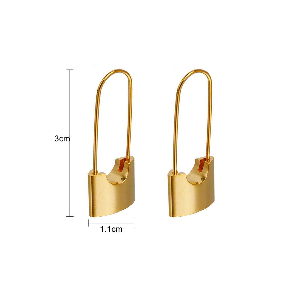 Orecchini da donna in acciaio inossidabile geometrici minimalisti con placcatura in oro 18 carati e finitura smaltata