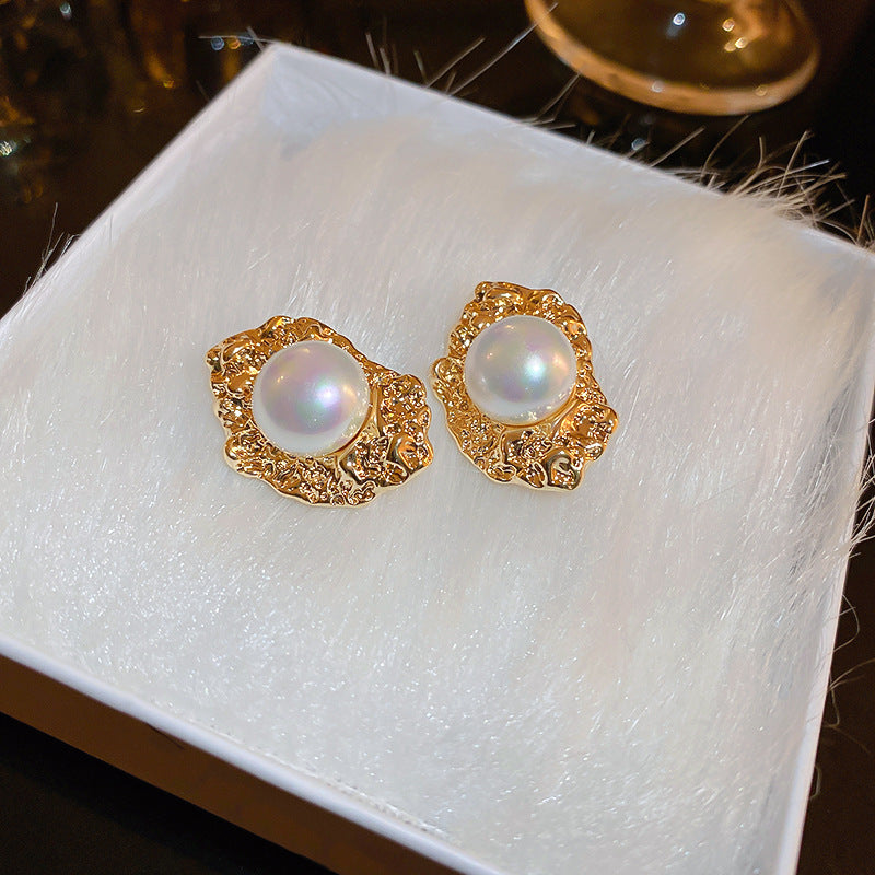 Chic Vintage Pearl Stud Earrings with Floral Bow Leaf Diamond Drop Geometric and Animal Motifs in Steel Posts