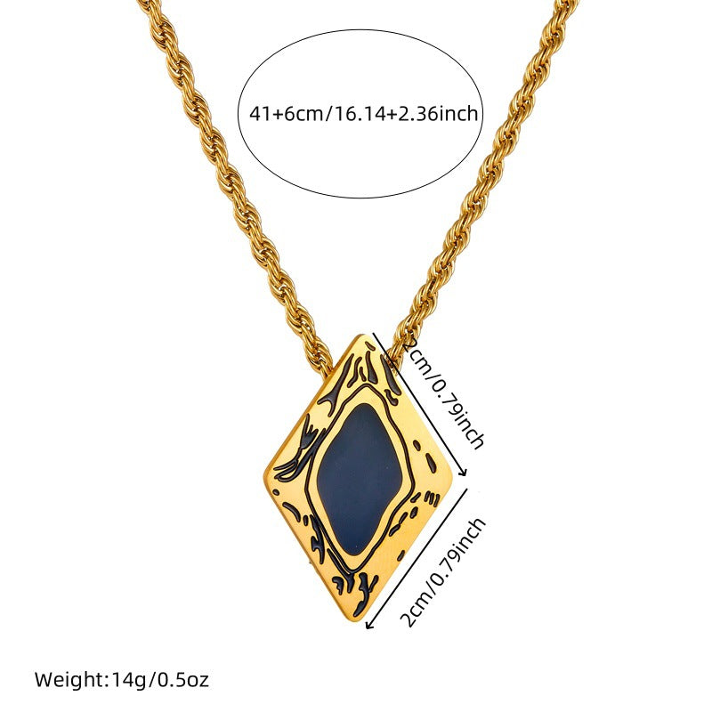 Fashion Contemporary Plated Stainless Steel Square Geometric Ring Earrings Necklace Set