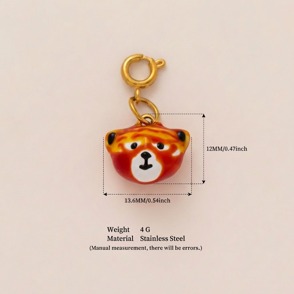 Vintage 18K Gold Plated Stainless Steel Animal Pendant Charm Bar for Women