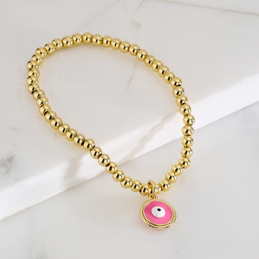 Bracciale a pendente Geometric Demon Eye da donna con perline in rame e finitura smaltata