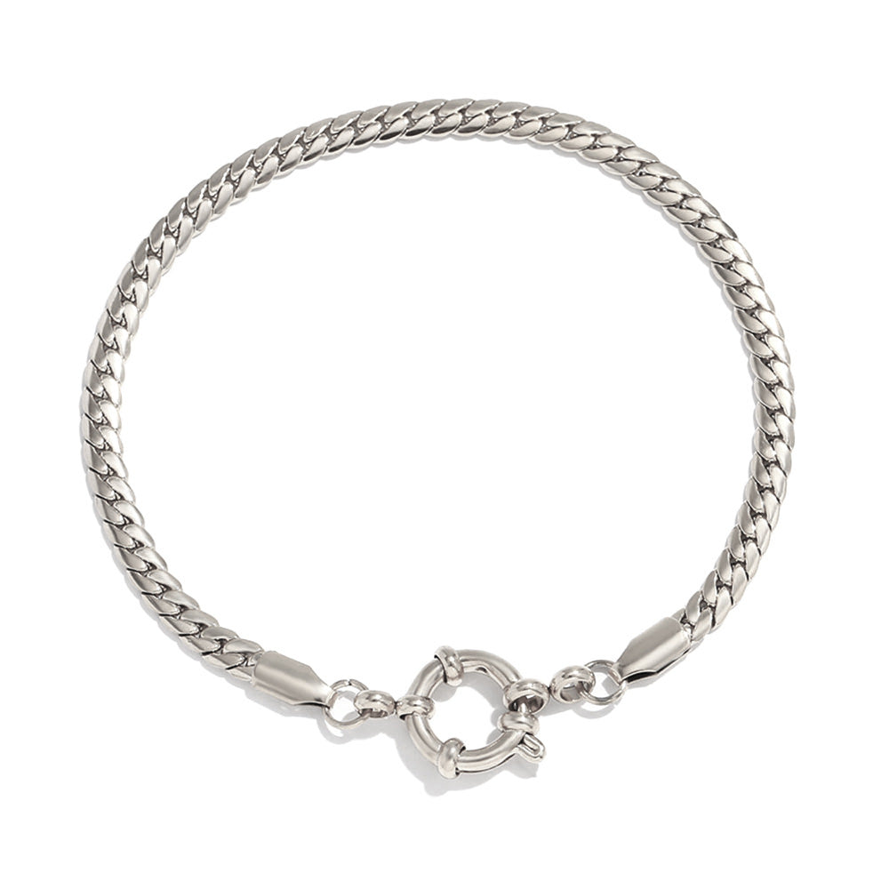 Minimalist Geometric Stainless Steel Plated 18K Gold Blade Chain Bracelet with Spring Ring Clasp