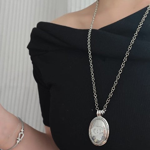 Elegant Gold Plated Brass Oval Geometric Necklace for Women