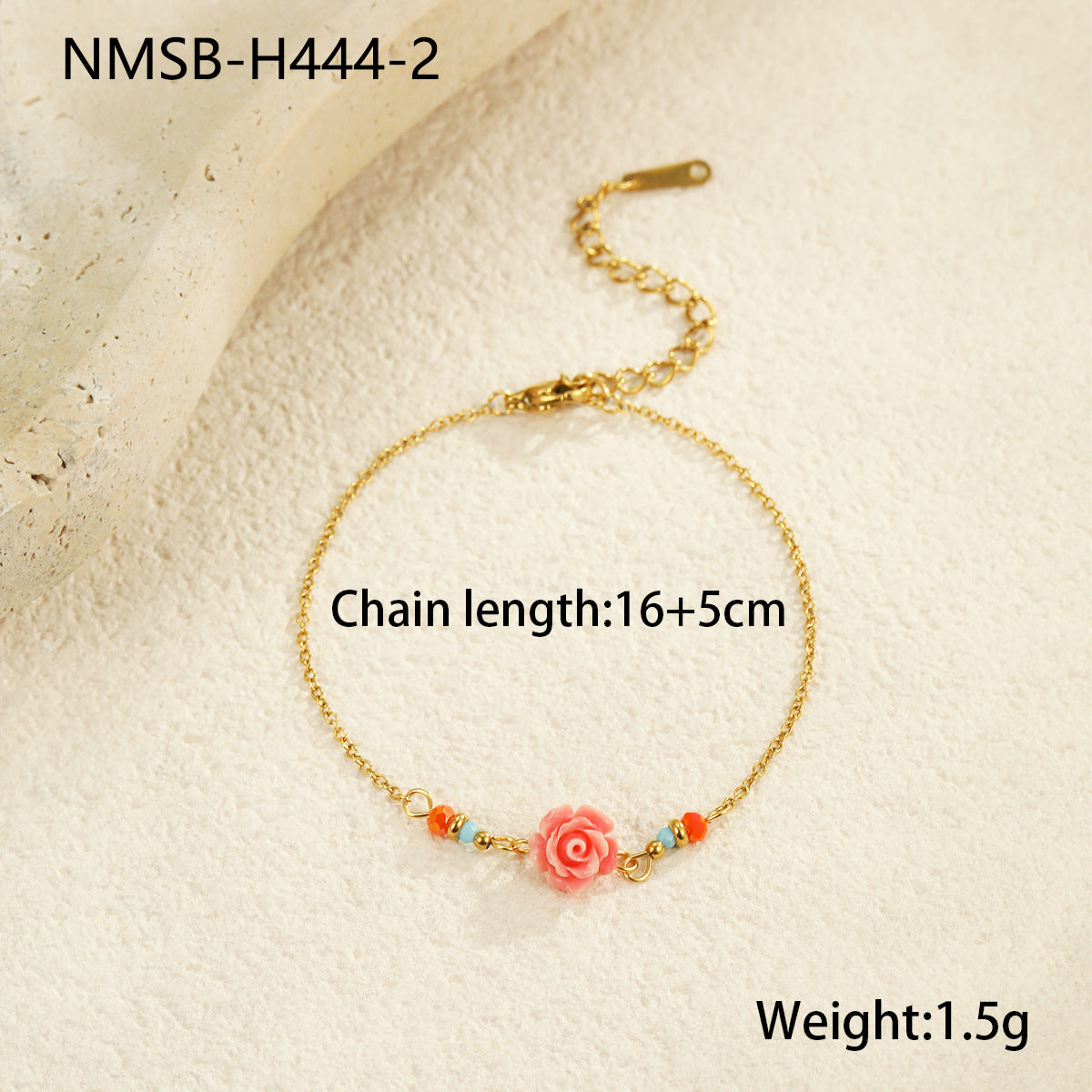 Bracciale da donna in acciaio inossidabile minimalista con perline ispirato all'oceano con conchiglie, stelle marine e dettagli floreali