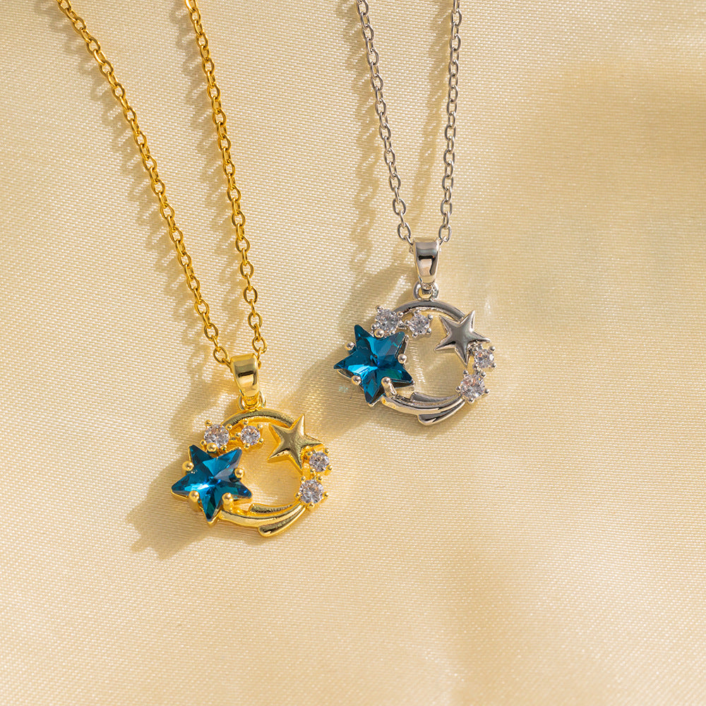 Collana minimalista geometrica in acciaio al titanio con intarsio di strass da donna, catena per clavicola ipoallergenica e resistente allo sbiadimento