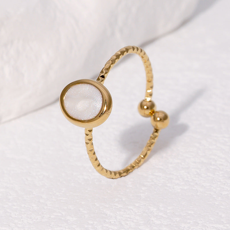 Minimalist Geometric Adjustable Open Ring in Stainless Steel with Plated Finish for Women