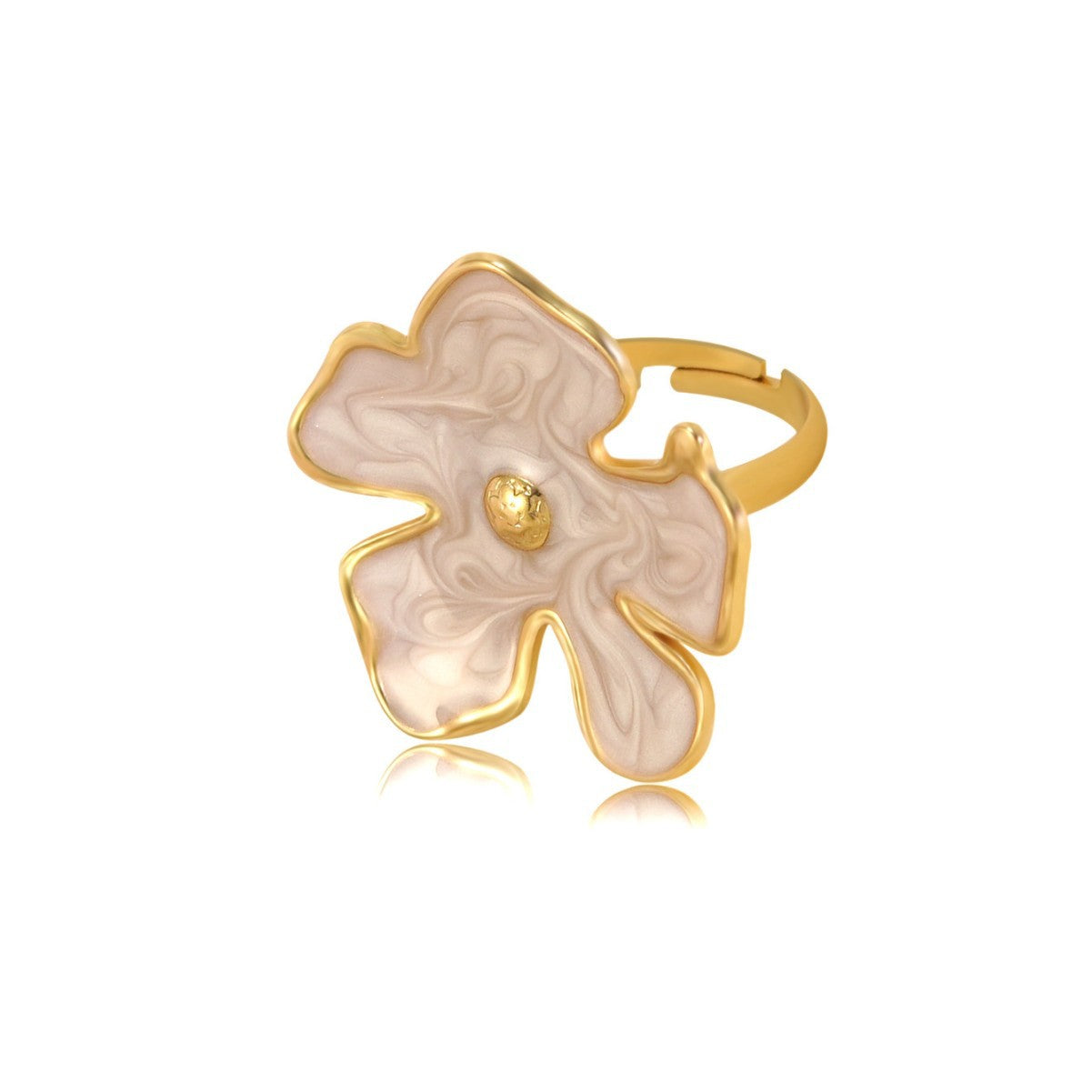 Anello in acciaio inossidabile da donna con motivo floreale e gocciolante