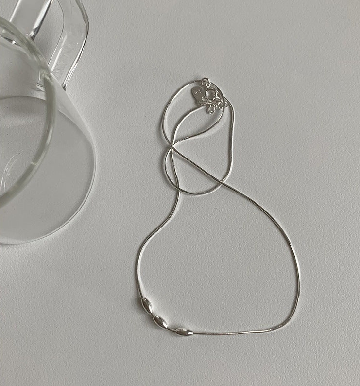 Minimalist Rhombus-Shaped S925 Sterling Silver Snake Chain Necklace with Polished Finish for Women