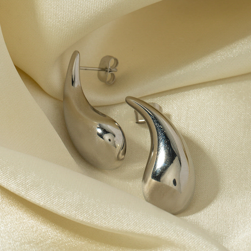 Minimalist Geometric Teardrop Stainless Steel Earrings with Plating for Women