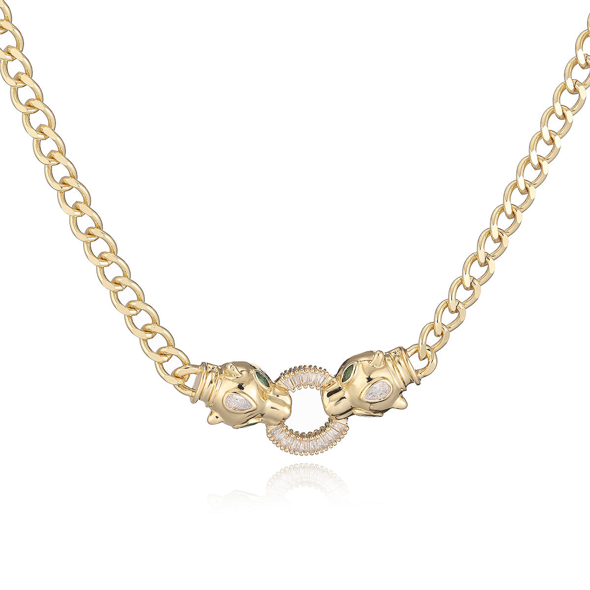Minimalist Hip-hop 18K Gold Plated Brass Leopard Pendant Necklace