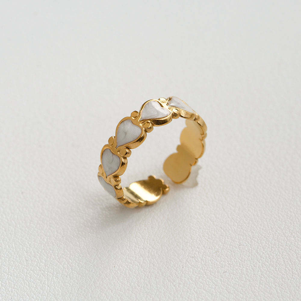 Anillo Minimalista de Acero de Titanio con Forma de Girasol, Bañado en Oro, Ajustable, para Mujer