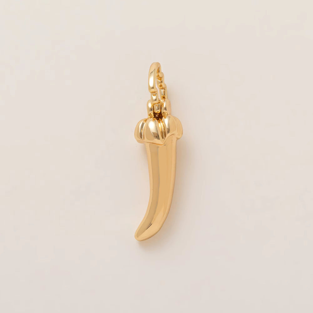 Minimalist Luxury Gold Plated Brass Geometric Plant Pendant with Cubic Zirconia for Unisex