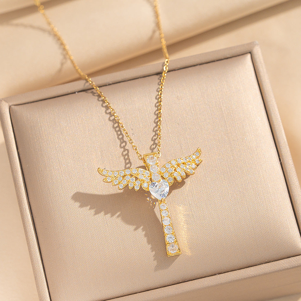 Collar Minimalista con Colgante de Ola y Geométrico para Mujer en Acero de Titanio con Chapado en Oro de 18K, Cadena Hipoalergénica para Clavícula con Motivos de Corazón y Lazo