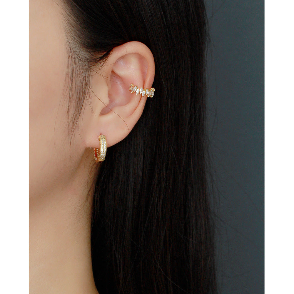Orecchini a clip a forma di U geometrici minimalisti da donna in argento sterling 925 con finitura placcata