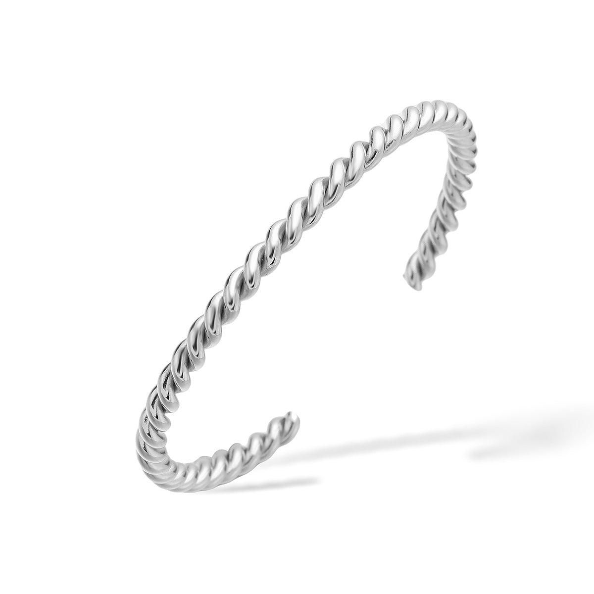 Bracciale da donna in acciaio inossidabile intrecciato dal design minimalista d'ispirazione vintage, placcato in oro 18 carati e con apertura irregolare
