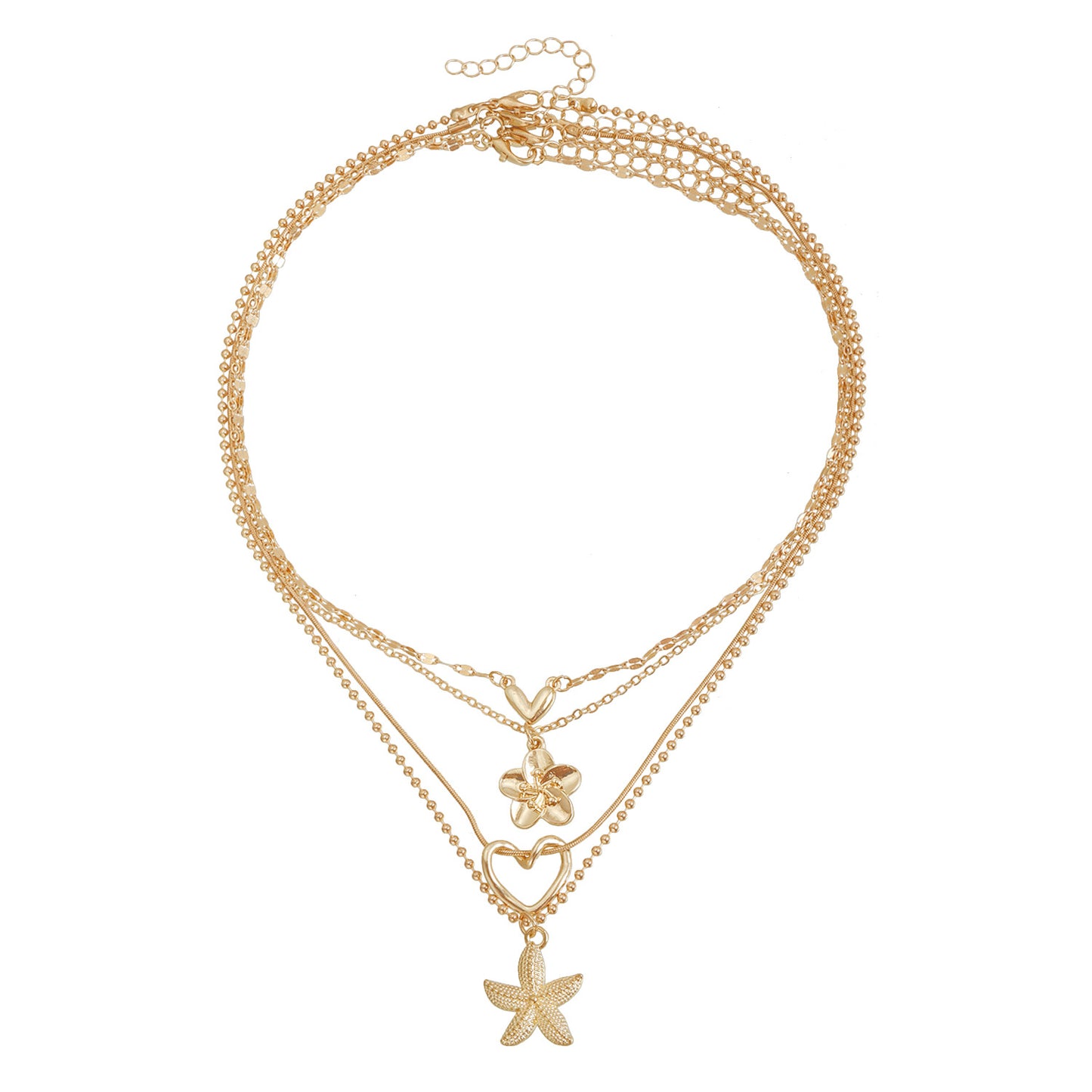 Vintage Floral Heart-Shaped Alloy Pendant Necklace with Plated Finish for Women