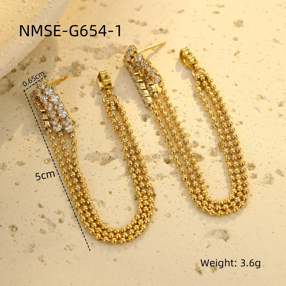 Pendientes de Acero Inoxidable Vintage con Circonitas y Baño de Oro de 18K para Mujer