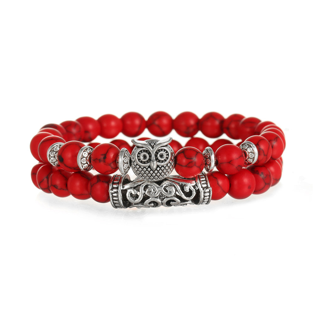 Animal Tiger's Eye Volcanic Stone Stretch Bracelet Set Unisex