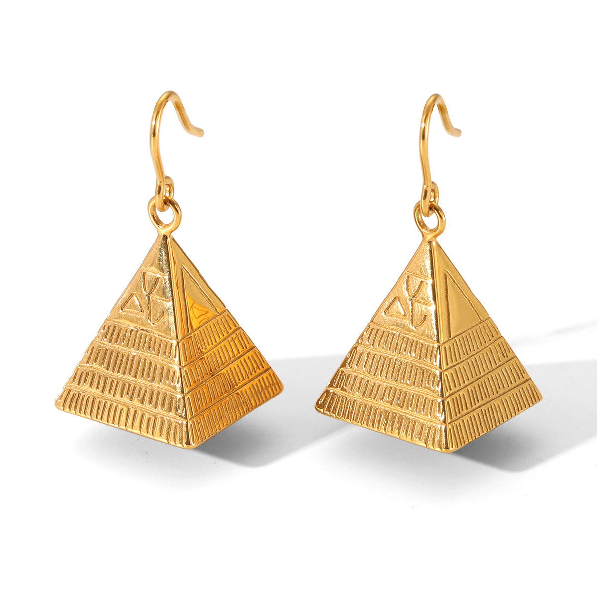 Orecchini a perno da donna in acciaio inossidabile a piramide geometrica placcati in oro 18K vintage