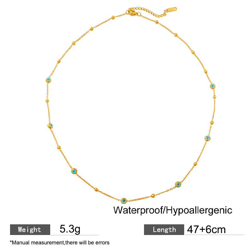 Gold Plated Titanium Steel Geometric Evil Eye Necklace for Unisex