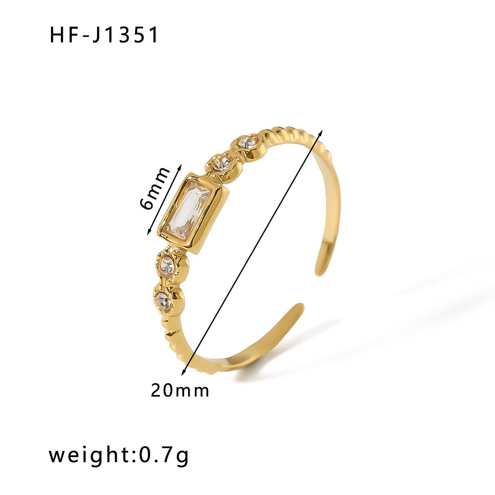 Anello Aperto Minimalista in Acciaio Inossidabile da Donna con Forma Geometrica e Finitura Placcata in Oro 18K Sottovuoto