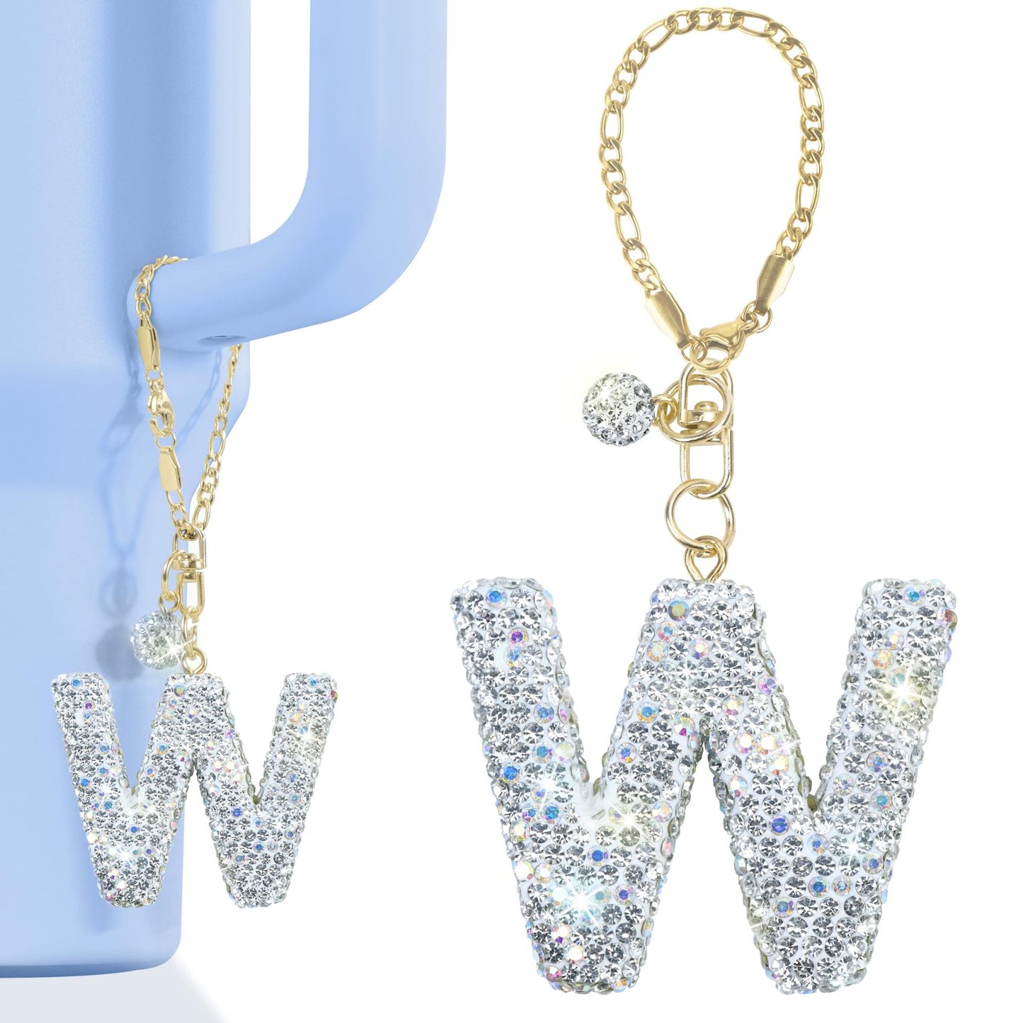 Rhinestone Inlaid Letter Resin Charm Bar