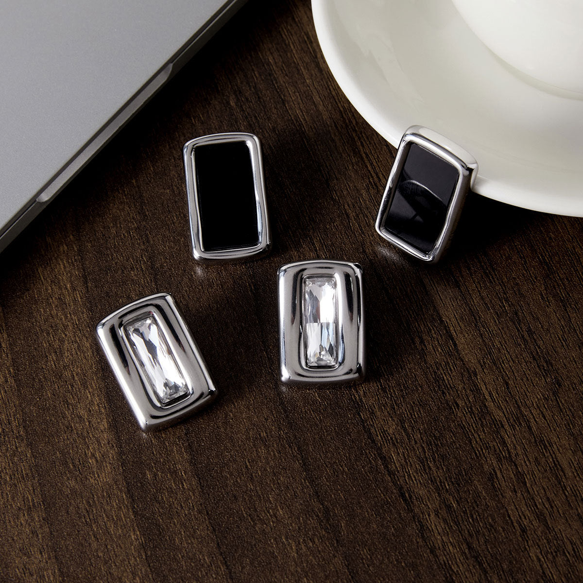 Minimalist Luxury Geometric Square Titanium Steel PVD Plated Earrings for Women