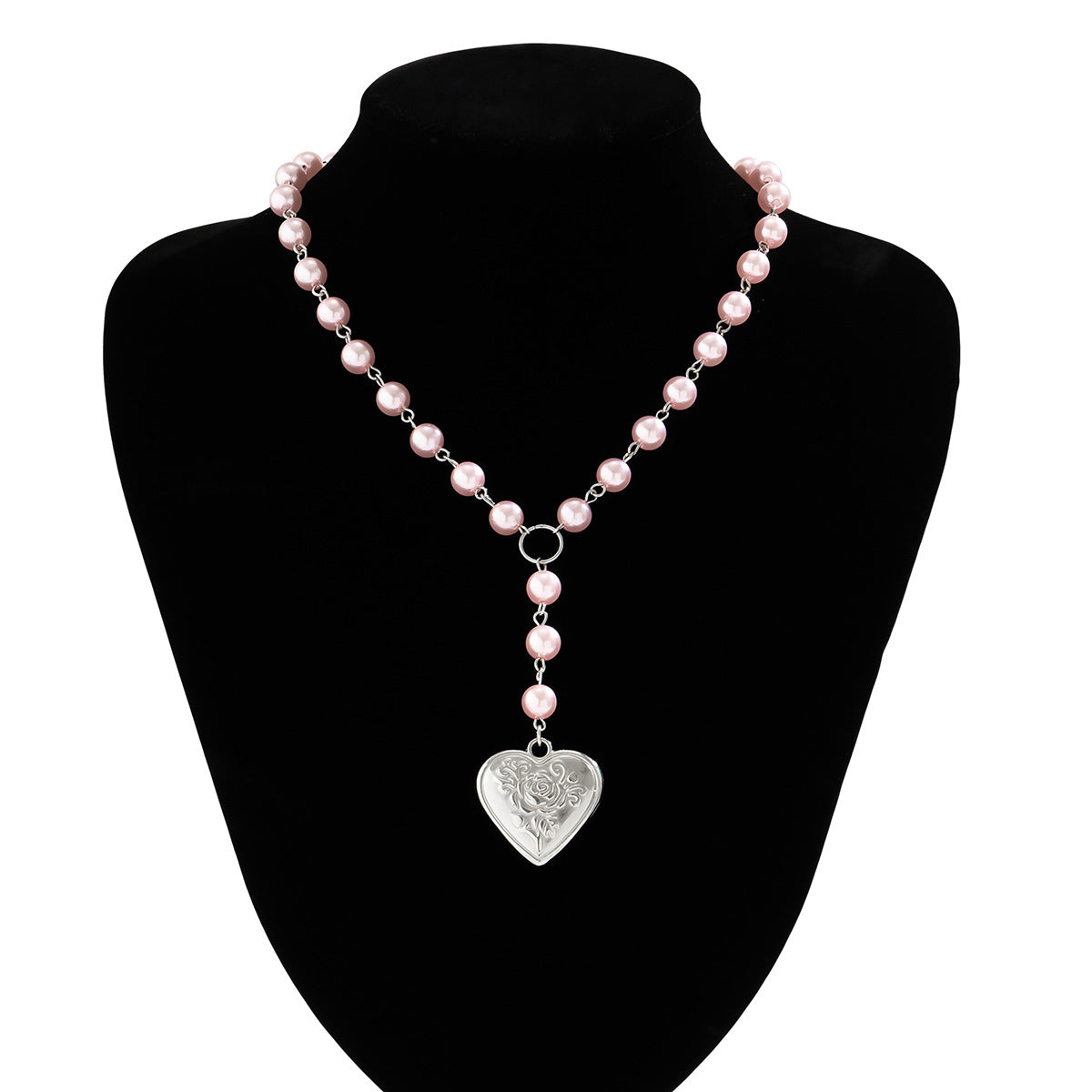Sweet Casual Heart Resin Pendant Plated Alloy Ball Chain Necklace for Women
