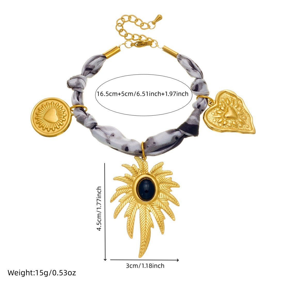 Vintage Personalized Stainless Steel Plated Palm Tree Pendant Heart Knot Rope Chain Necklace and Bracelet Set for Women