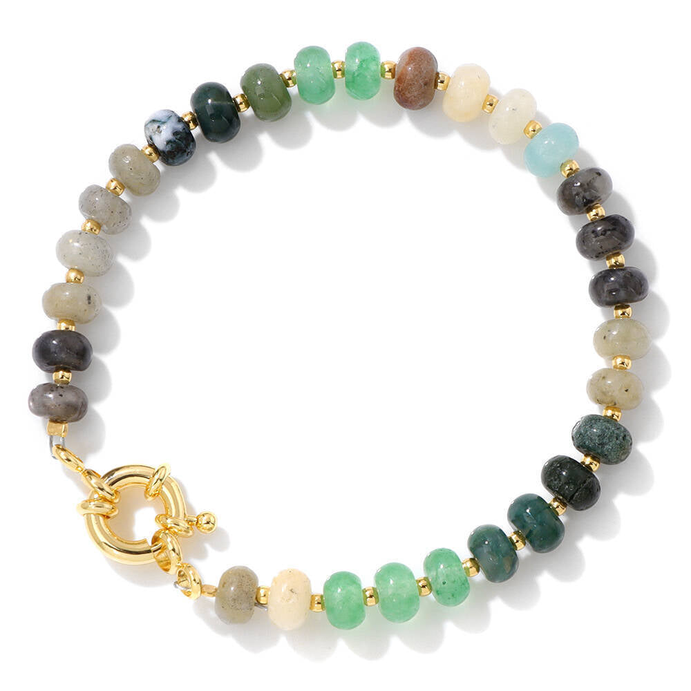 Sweet Elegant Geometric Gemstone Beaded Bracelet for Women with OT Clasp