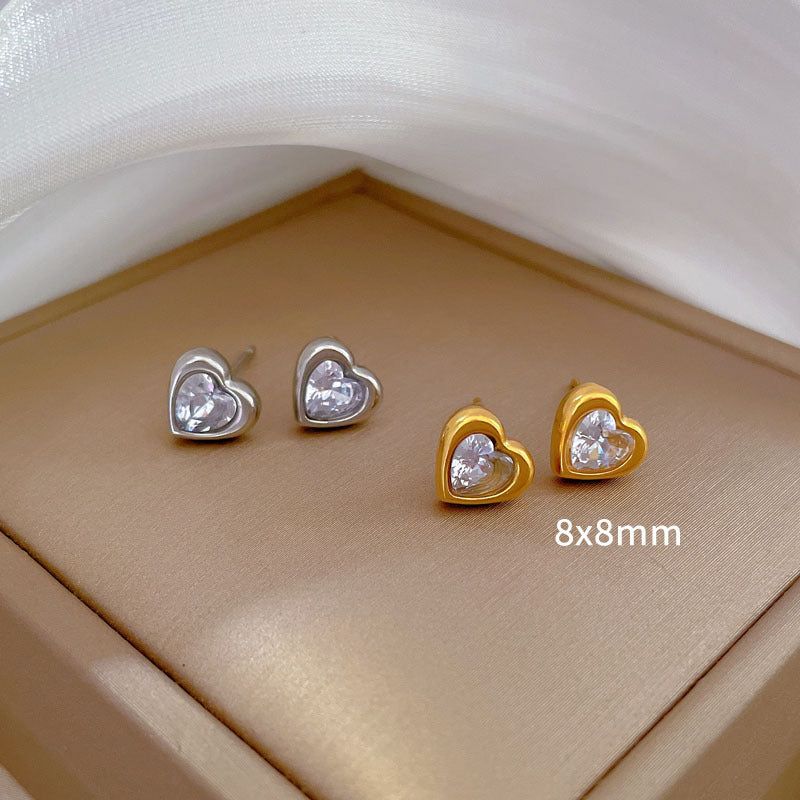 Minimalist Heart Geometric Titanium Steel Earrings Nature-Inspired Women's Stud Earrings