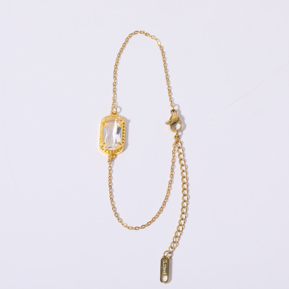 Elegant Oval Green Zircon Necklace in Copper with Electroplated Finish for Women