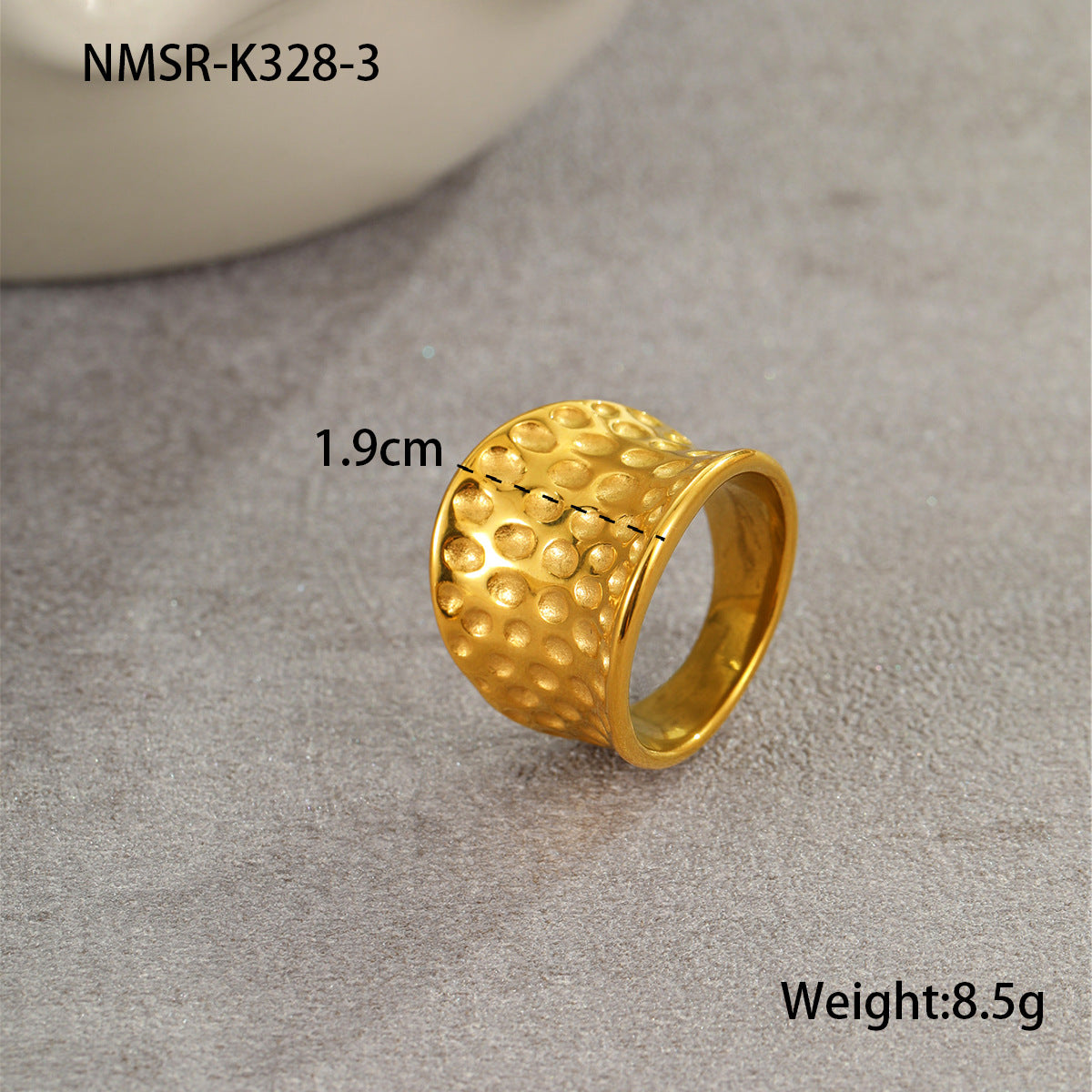 Anello da donna in acciaio al titanio placcato oro 18 carati, modello geometrico minimalista a fascia larga