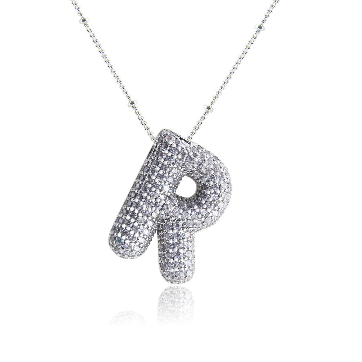 Collana da Donna con Ciondolo a Lettera, Design Geometrico Minimalista, in Ottone Placcato Oro con Zirconi Micro-Pavé