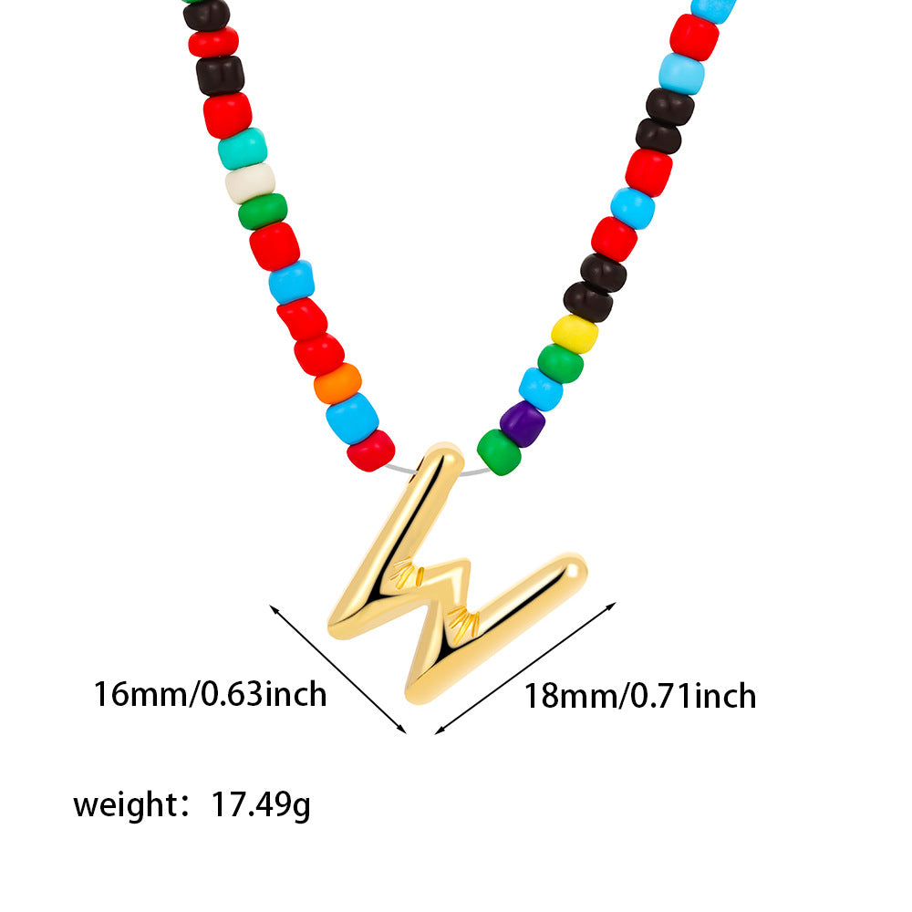 Collana con Lettere Unisex in Acciaio Inossidabile Placcato Oro 18K Casual